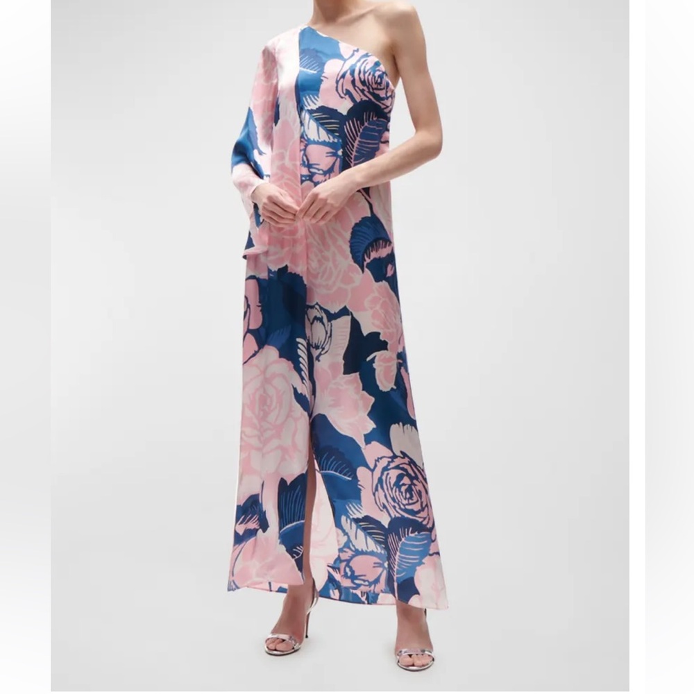 Figue Greta Floral-Print One-Shoulder Slit-Hem Silk Maxi Dress - Picture 4 of 16